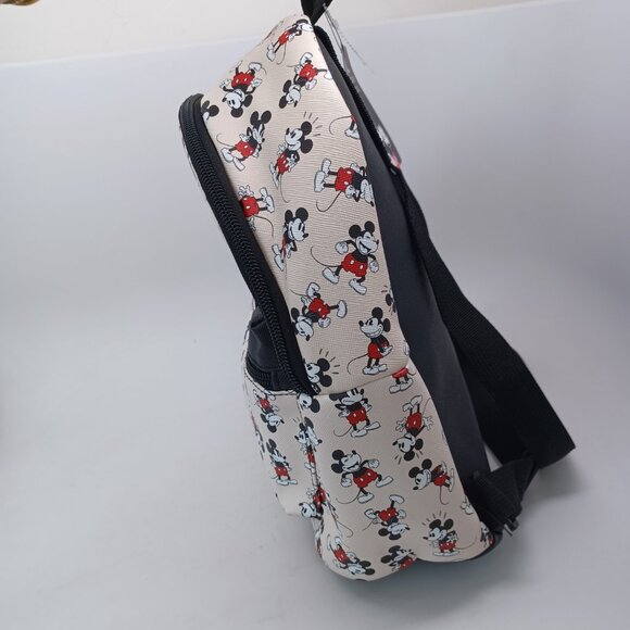 Disney Mickey Mouse Backpack BioWorld Cream Black Red Mini Bag NEW - Picture 10 of 16